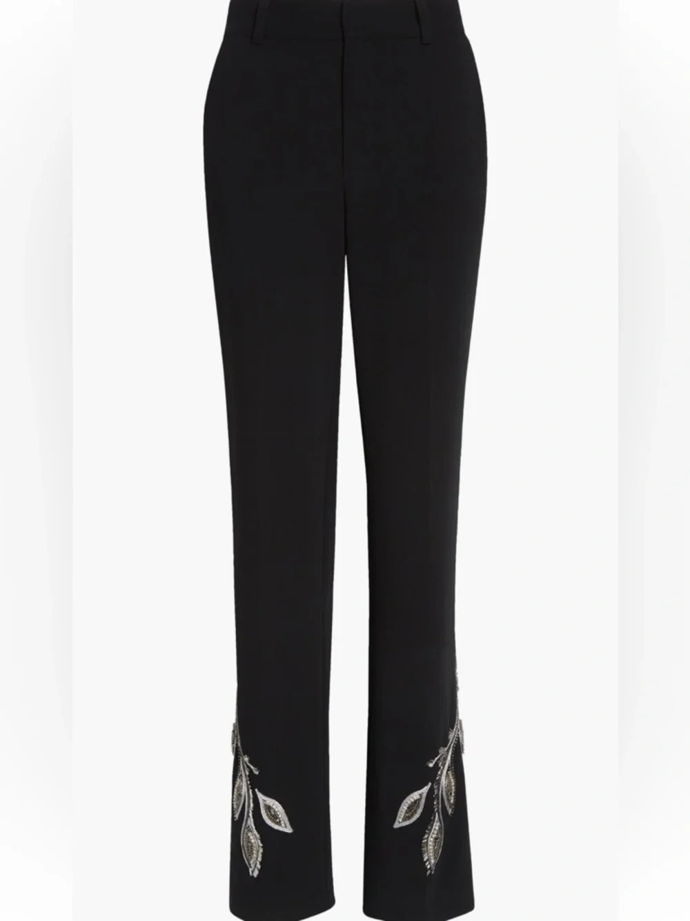 cinq a sept Black Embellished Straight-Leg Trousers